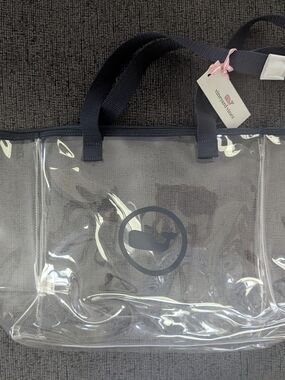 Vineyard Vines Clear Tote Bag with Navy Trim